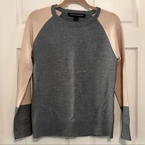 Pale pink and grey color blocked sweater EUC